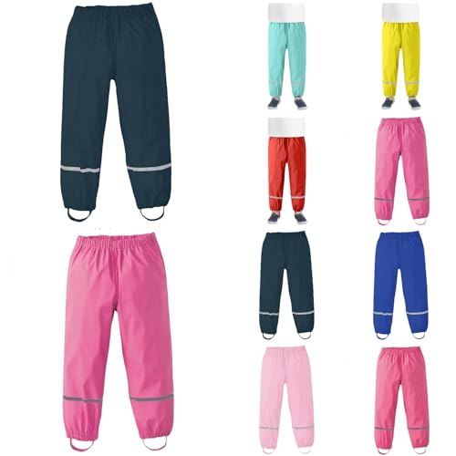 Generisch Regenhose Unisex Kinder Wasserdicht und Winddicht Matschhose mit Reflektierend Outdoor Dünne Anglerhose Atmungsaktive Regenbekleidung für Mädchen Jungen A02- Rot 116 von Generisch