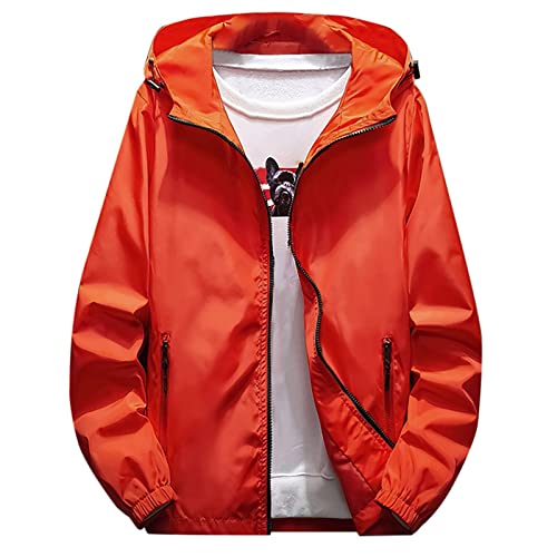 Generisch Regenjacke, Herren Wasserdicht Atmungsaktiv Winddichte Funktionsjacke Outdoor Wanderjacke Mäntel Mit Kapuze Regenkleidung Fahrrad Sommer Jacken Man Wandern Regenjacke (7XL, Orange) von Generisch