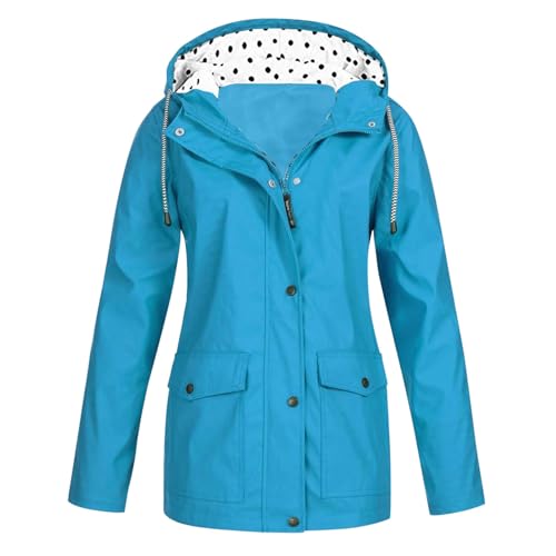 Generisch Regenjacke Damen Atmungsaktiv Dünn Winddicht Regenjacke Regenmantel Leicht Softshell Wasserdicht Regenjacken Funktionsjacke Große Größen Wandern Mit Kapuze Regenponcho Windbreaker von Generisch