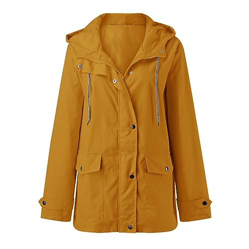 Generisch Regenjacke Damen Damen Regenjacke Grosse Groessen Universal-Regenjacke Damen Übergangsjacke Regenmantel Wasserdicht Lang Mit Kapuze von Generisch