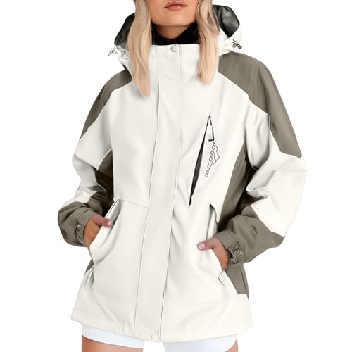 Generisch Regenjacke Damen Funktionsjacke Atmungsaktiv Softshelljacke Einfarbig Regenmantel Outdoor Leichte Fahrradjacke Große Größen Übergangsjacke mit Kapuze Regenjacke Damen Wasserdicht von Generisch