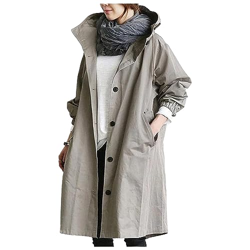 Generisch Regenjacke Damen Leicht Wasserdicht Windjacke Große Größen Parka Jacke Lang Regenjacke Atmungsaktiv Übergangsjacke mit Kapuze Outdoor Funktionsjacke Outdoorjacke Trenchcoat Damen von Generisch