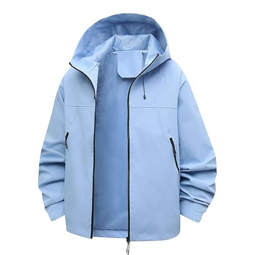 Generisch Regenjacke Damen Und Herren Wasserdicht Fahrradjacke Leicht Angeljacke Dünn Kapuzenjacke Winddicht Übergangsjacke Bequeme Windbreaker Baggy Funktionsjacke Mit Kapuze Angeljacke Einfarbig von Generisch