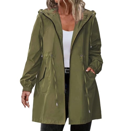 Generisch Regenjacke Damen Wasserdicht Atmungsaktiv Dünne Regenmantel Leichte Jacke Outdoorjacke Windbreaker Packbar Übergangsjacke mit Kapuze,Wanderjacke Damen Winter,Geburtstag/Jahrestag von Generisch
