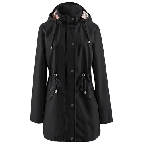 Generisch Regenjacke Damen Wasserdicht Atmungsaktiv Softshelljacke Einfarbig Regenmantel Outdoor Leichte Sommerjacke Große Größen Übergangsjacke mit Kapuze Funktionsjacke Regenjacke Damen Wasserdicht von Generisch