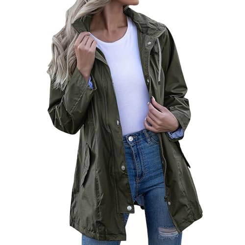 Generisch Regenjacke Damen Wasserdicht Atmungsaktiv Softshelljacke Einfarbig Regenmantel Outdoor Leichte Sommerjacke Große Größen Übergangsjacke mit Kapuze Funktionsjacke Regenjacke Damen Wasserdicht von Generisch