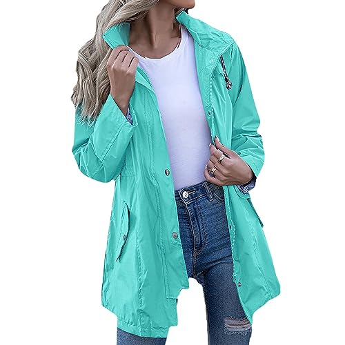 Generisch Regenjacke Damen Wasserdicht Atmungsaktiv Softshelljacke Einfarbig Regenmantel Outdoor Leichte Sommerjacke Große Größen Übergangsjacke mit Kapuze Funktionsjacke Regenjacke Damen Wasserdicht von Generisch