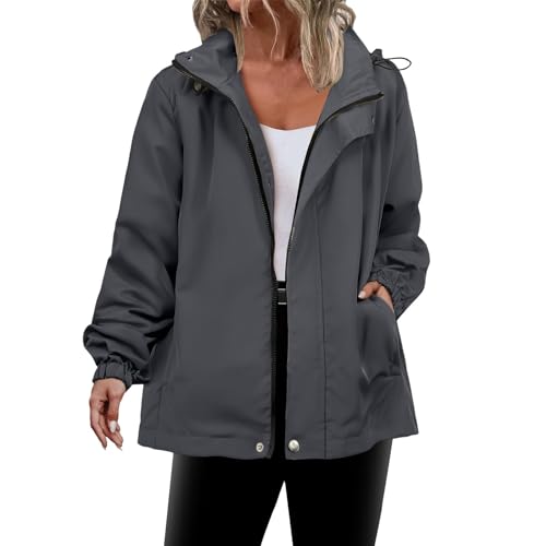 Generisch Regenjacke Damen Wasserdicht Atmungsaktiv Übergangsjacke Damen Softshelljacke Sportjacke Langarm Regenmantel Leicht Locker Outdoorjacke mit Kapuze Funktionsjacke Einfarbige Windjacke Generisch Regenjacke Damen Wasserdicht Atmungsaktiv Übergangsjacke Damen Softshelljacke Sportjacke Langarm Regenmantel Leicht Locker Outdoorjacke mit Kapuze Funktionsjacke Einfarbige Windjacke von Generisch