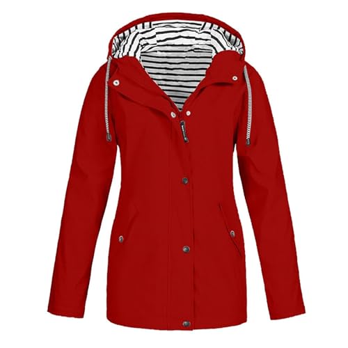 Generisch Regenjacke Damen Wasserdicht Atmungsaktiv mit Kapuze Leicht Faltbar übergangsjacke Outdoorjacke mit Verstellbare Kordelzug-Taille Schwarze Jacke Damen GefüTterte Regenjacke Damen Wasserdicht von Generisch