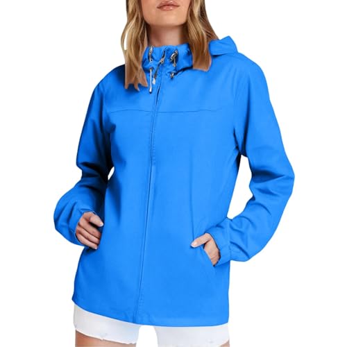 Generisch Regenjacke Damen Wasserdicht Outdoorjacke Atmungsaktiv Herbst Übergangsjacke Leichte Jacke mit Kapuze Windbreaker zum Wandern Reisen Treking Klimaschonende Wanderjacke Regenjacke Radjacke von Generisch