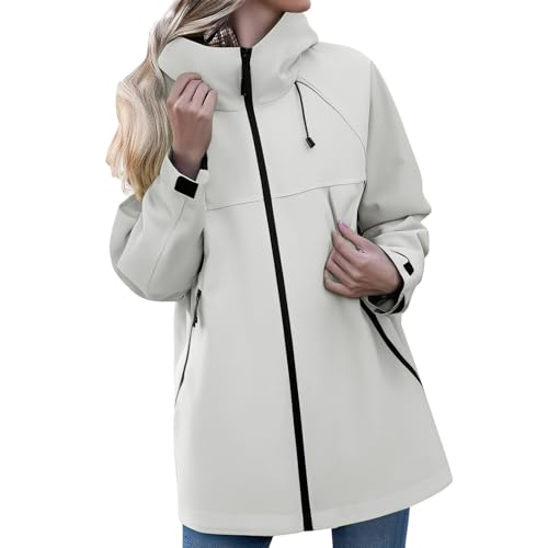 Generisch Regenjacke Damen Wasserdicht Windbreaker Atmungsaktiv Bergangsjacke Regencape Leichte Jacke Übergangsjacke Mit Kapuze Übergangsmantel Damen Wärme Und Kälte von Generisch
