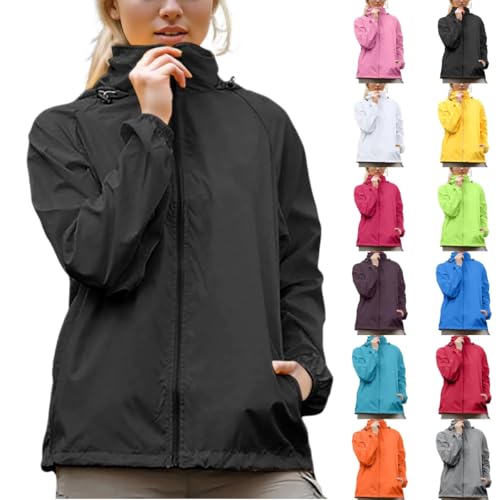 Generisch Regenjacke Damen Wasserdicht Windbreaker Ultraleicht Regenmantel Fahrradjacke Regencape Outdoor Jacken Wanderjacke mit Kapuze Regenjacken Teenager Mädchen Windjacke Regenponcho von Generisch