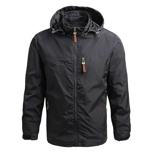 Generisch Regenjacke Herren Faltbar Wasserdicht Fahrrad Outdoorjacke Dünne Training Regenponcho Wandern Lang Regenmantel Camping mit Kapuze Übergangsjacke Sport Festival Trenchcoat Raincoat von Generisch
