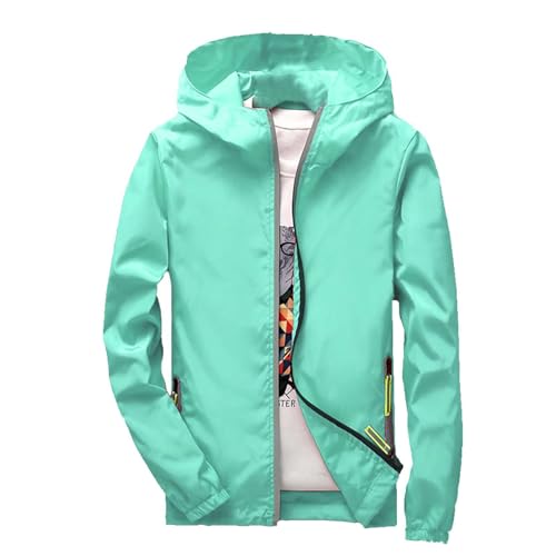 Generisch Regenjacke Herren Leicht Faltbar Softshelljacke mit Kapuze Dünne Arbeitsjacke Winddicht Wasserdicht Atmungsaktiv Übergangsjacke Große Größen Sport Winddicht Outdoorjacke (001 BU3, XXL) von Generisch