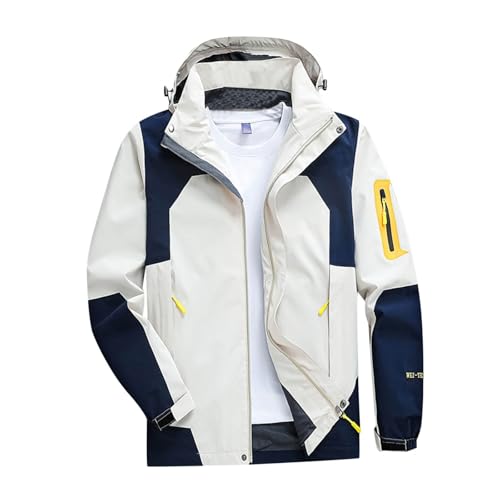 Generisch Regenjacke Herren Wasserdicht Atmungsaktiv Dünne Leichte Jacke Windbreaker Kapuze Regenjacke Reflektierender Reißverschluss + normale Passform von Generisch