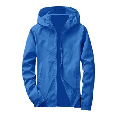 Generisch Regenjacke Herren Wasserdicht Atmungsaktiv Dünne Leichte Jacke Windbreaker Kapuze Regenjacke Reflektierender Reißverschluss + normale Passform von Generisch