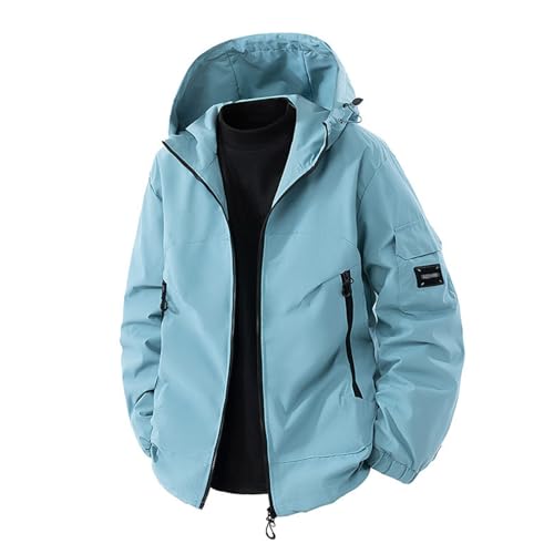 Generisch Regenjacke Herren Wasserdicht Atmungsaktiv Jacke mit Kapuze Softshelljacke für Herren Warm Windjacke Outdoor Fahrrad Wanderjacke Lässiger Kapuzenmantel Modische Funktionsjacke von Generisch