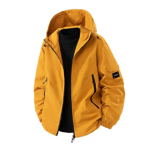 Generisch Regenjacke Herren Wasserdicht Atmungsaktiv Jacke mit Kapuze Softshelljacke für Herren Warm Windjacke Outdoor Fahrrad Wanderjacke Lässiger Kapuzenmantel Modische Funktionsjacke von Generisch