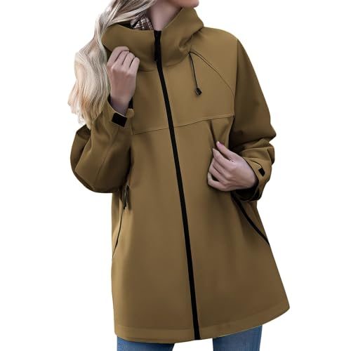 Generisch Regenjacke Leichte Sommerjacke Damen Wasserdicht Atmungsaktiv Windbreaker Regenjacke Mit Kapuze Reißverschluss Übergangsjacke Softshelljacke Fahrradjacke Damen Outdoorjacke Wanderjacke von Generisch