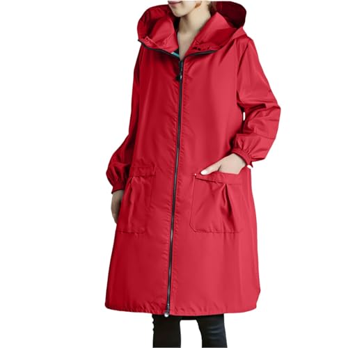 Generisch Regenjacke für Damen Wasserdicht Atmungsaktiv Softshelljacke Einfarbig Regenmantel Packbare Mit Kapuze ​windjacke Wandern Regenjacken Windschutz Freizeit Wanderjacke Kleidung von Generisch
