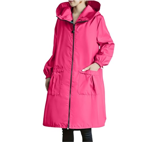 Generisch Regenjacke für Damen Wasserdicht Atmungsaktiv Softshelljacke Einfarbig Regenmantel Packbare Mit Kapuze ​windjacke Wandern Regenjacken Windschutz Freizeit Wanderjacke Kleidung von Generisch