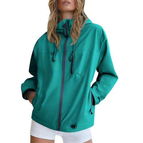 Generisch Regenmantel Damen Dünne Wasserdichte Faltbar Regenjacke mit Kapuze, Windbreaker Jacke Leicht Atmungsaktive Travel Regenponcho, für Frauen Sport Streetwear Sweatshirts Kapuze Bluse Tops von Generisch