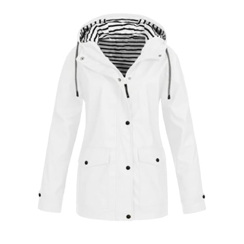 Generisch Regenmantel Damen Wasserdicht Leicht Faltbar Windbreaker Langarm mit Haube Outdoorjacke Atmungsaktiv mit Tasche Regenponcho Wasserdicht Outdoor Sport Wanderjacke Radjacke von Generisch