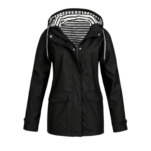 Generisch Regenmantel Damen Wasserdicht Leicht Faltbar Windbreaker Langarm mit Haube Outdoorjacke Atmungsaktiv mit Tasche Regenponcho Wasserdicht Outdoor Sport Wanderjacke Radjacke von Generisch