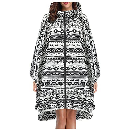 Generisch Regenponcho Damen Wasserdicht Bunt Regencape Regenmantel mit Kapuze Full Zip Leicht Atmungsaktiv Regenjacke für Wandern Camping Reisen Fahrrad Regenponcho Regencapes Poncho Regen von Generisch