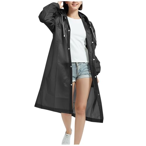 Generisch Regenponcho Damen Wasserdicht Regenmantel mit Kapuze Atmungsaktiver Knopfleiste Regenbekleidung Regencape Regenjacke Wasserdicht für Wandern Radfahren Streifen, Leicht, Wiederverwendbar von Generisch