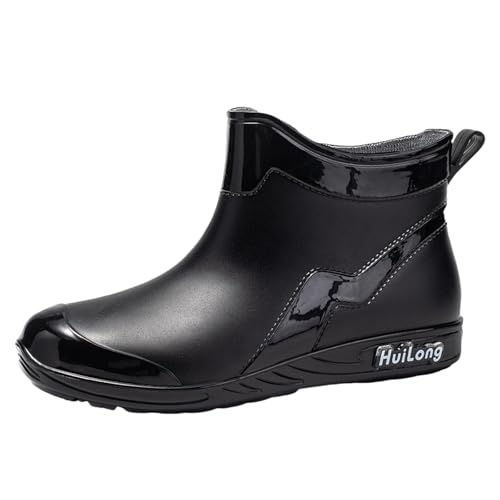 Generisch Regenschuhe Damen Wasserdichte Schuhe Damen Outdoor Retro-Stil Weitschaft Weiche Fussbett Einfarbig Stiefeletten Leichte Weit Halbhoch Kurzschaft Wasserfeste Schuhe von Generisch