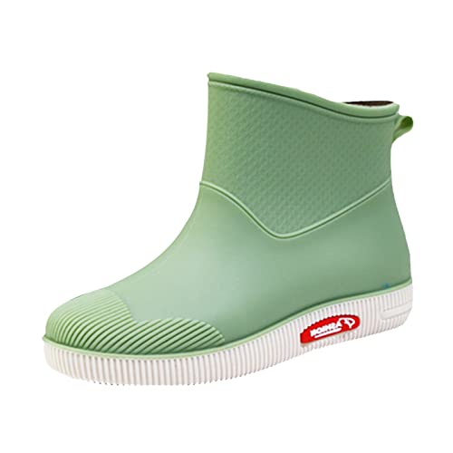 Generisch Regenstiefel Damen Lässig Boots Protective Gummistiefel Halbhoch Bequeme Kurz Bequem Regenschuhe Halbstiefel Leichte Extra Weit Reitschuhe Mädchen Schuhe Wasserdicht Westernstiefel Herren von Generisch
