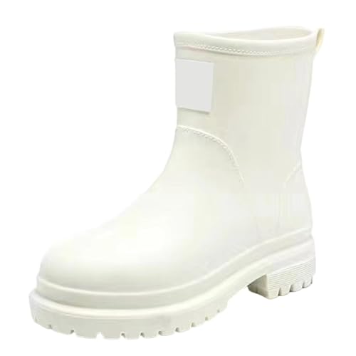 Generisch Regenstiefeletten Damen Gummistiefel Kurz Ankle Boots Winterstiefel Stiefel Herbst Rain Wasserdichte Schuhe Winterschuhe Regen Stiefeletten Fall Halbe Wasserdicht Mädchen Flach von Generisch