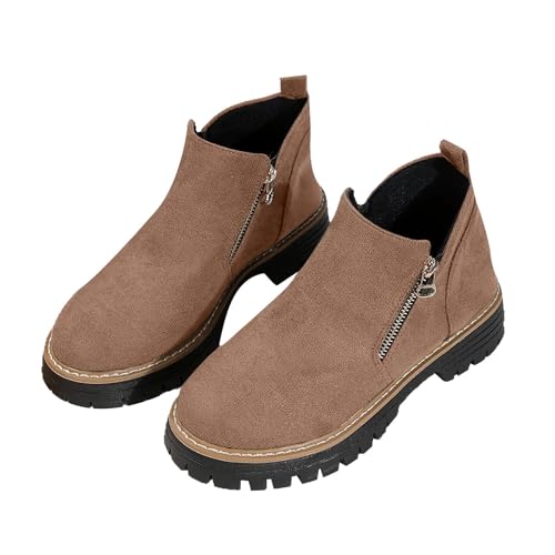 Generisch Regenstiefeletten Damen Kurzstiefel Herbst Mit Seitlichem Reißverschluss Knöchelstiefel Einfarbig Leichtgewichts Dicker Sohle Ankle Boots Outdoor Oversized Workout Lederstiefel,35-42 Eu von Generisch