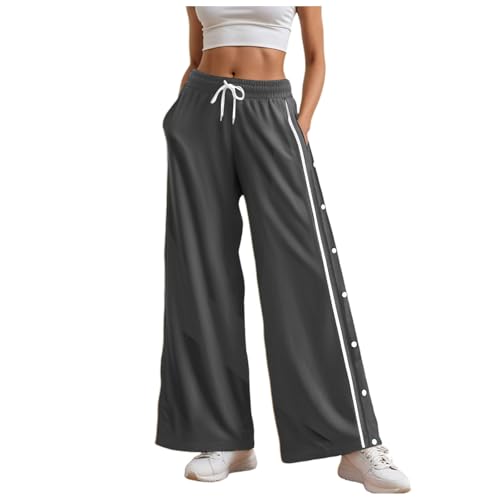 Generisch Reha Hose Damen Seitlich zu öffnen Baggy Trainingshose Jogginghose mit Seitlicher Knopfleiste Postoperative Sporthose Gummibund Kordelzug Freizeithose Weites Bein Sportswear Abreißhose von Generisch