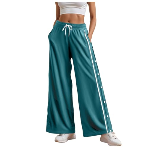 Generisch Reha Hose Damen Seitlich zu öffnen Baggy Trainingshose Jogginghose mit Seitlicher Knopfleiste Postoperative Sporthose Gummibund Kordelzug Freizeithose Weites Bein Sportswear Abreißhose von Generisch