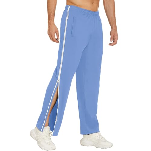 Generisch Reha Hose Herren Trainingshose mit durchgehendem Reissverschluss Jogginghose Abreißhose Locker Lässig Sportswear Mode Sweatpants Männer Freizeithose mit Tasche von Generisch
