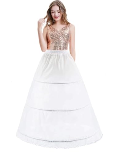 Generisch Reifrock Petticoat 3 Reifen Brautkleid Unterrock Krinoline Hoop Wedding Underskirt Ballkleid Hochzeits Rock(Weiß,38) von Generisch