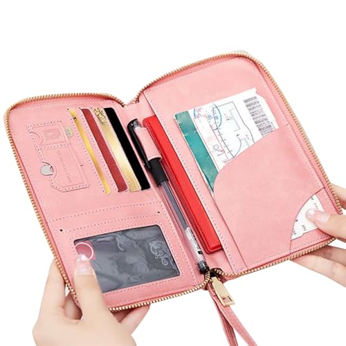 Generisch Reisepasshülle Für Die Reise - Kunstleder Reisepasshalter Mit Mehreren Kartenfächern - wasserdichte Tasche & Dokumentenorganizer Kompakt Für Reise Damen Herren von Generisch