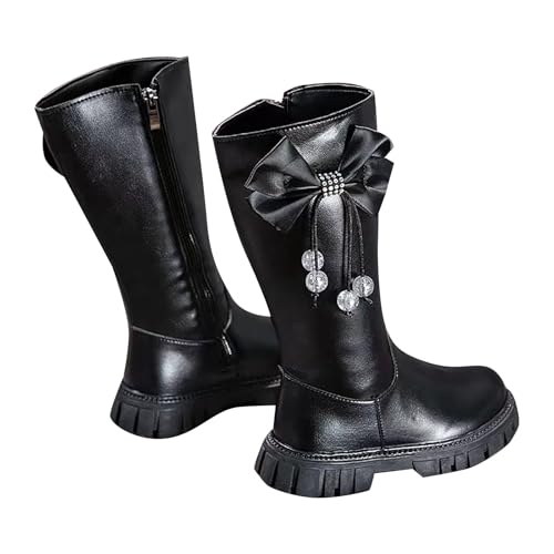 Generisch Reitstiefeletten Kinder Halbstiefel Bequem Halbhoch Winterschuhe Kinder Lederstiefel Outdoor Boots Urlaub Prinzessin Schuhe Einfarbige Trachtenschuhe Freizeitstiefel Westernstiefel von Generisch