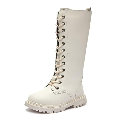 Generisch Reitstiefeletten Kinder Halbstiefel Bequem Halbhoch Winterstiefel Mädchen Lederstiefel Outdoor Boots Freizeit Dirndl Schuhe Einfarbige Dirndlschuhe Freizeitstiefel Westernstiefel von Generisch