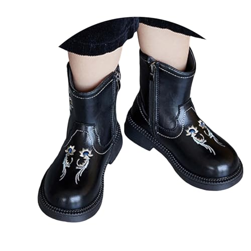 Generisch Reitstiefeletten Kinder Kinderschuhe Winter Warme Winterschuhe Niedliche Halbstiefel Outdoor Stiefel Freizeit Dirndl Schuhe Einfarbige Trachtenschuhe Schlupfstiefel Partyschuhe von Generisch