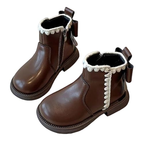 Generisch Reitstiefeletten Kinder Kinderschuhe mit Schleife Winterschuhe Mädchen Halbstiefel Outdoor Boots Urlaub Prinzessin Schuhe Einfarbige Trachtenschuhe Schlupfstiefel Westernstiefel von Generisch
