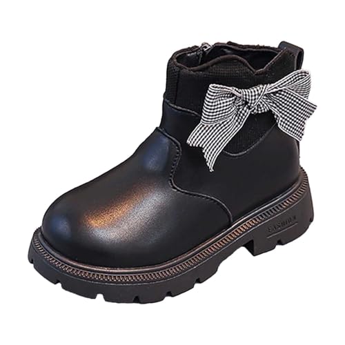 Generisch Reitstiefeletten Kinder Mädchen Schlupfstiefel mit Schleife Winterschuhe Herbst Winter Ankle Boots Kinderschuhe Halbstiefel Outdoor Urlaub Prinzessin Schuhe Trachtenschuhe von Generisch