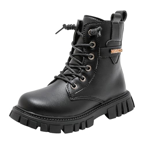 Generisch Reitstiefeletten Kinder Stiefeletten Winter Warme Winterschuhe Mädchen Lederstiefel Outdoor Flache Boots Freizeit Dirndl Schuhe Trachtenschuhe Freizeitstiefel Springerstiefel von Generisch