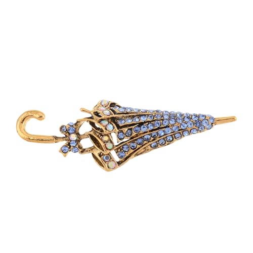 Generisch Retro Brosche Regenschirm mit Strasssteinen Modische Anstecknadel aus Zinklegierung Vielseitig für Damen Kleidung Mütze und Schal Eleganter Schmuck für Alltag und Besondere von Generisch