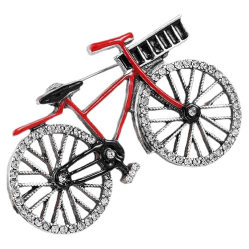 Generisch Retro Fahrrad Brosche Anstecknadel für Damen Kreative Brosche Rot Eleganter Modeschmuck für Kleidung Taschen und Jacken für Partys und Besondere Anlässe von Generisch