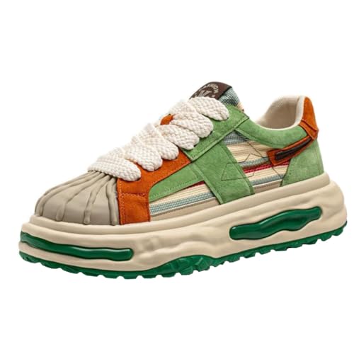 Generisch Retro Stil Casual Sportschuhe mit hoher Höhe Dicke Sohle niedrigen Schnitt Anti rutschfeste Spitze im Freien laufende Sportschuhe (Grün,40) von Generisch