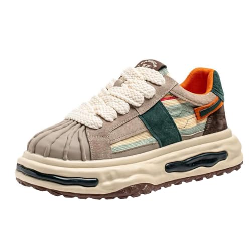Generisch Retro Stil Casual Sportschuhe mit hoher Höhe Dicke Sohle niedrigen Schnitt Anti rutschfeste Spitze im Freien laufende Sportschuhe (grau,42) von Generisch