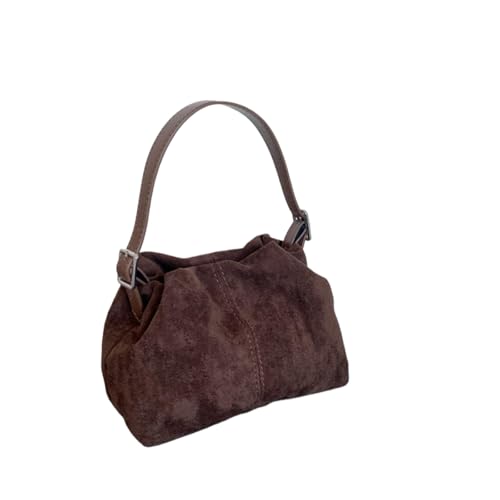 Generisch Retro Suede Leder Frauen Handtasche Lazy Stilvolle Rüsche Kleine Tote Umhängetasche Plissee Wolke Tasche von Generisch